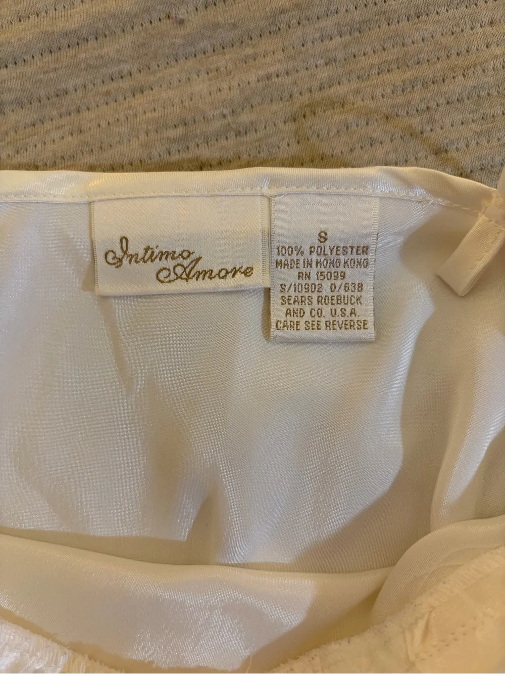 Vintage Intimo Amore Ivory Satin Pearl Trim Chemise & Robe Set Small